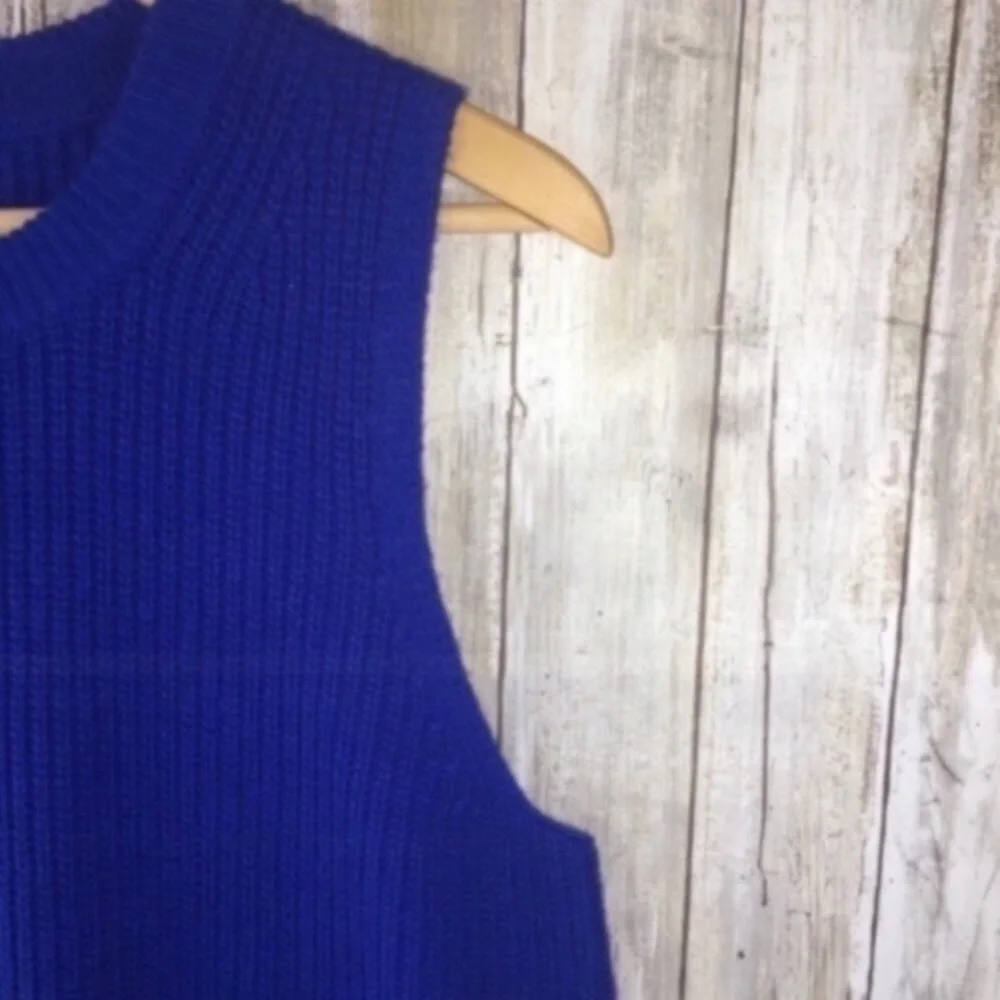 J.Crew NWT Merino Wool Blend Sweater Tank M Blue Sleeveless Knit Vest Ribbed